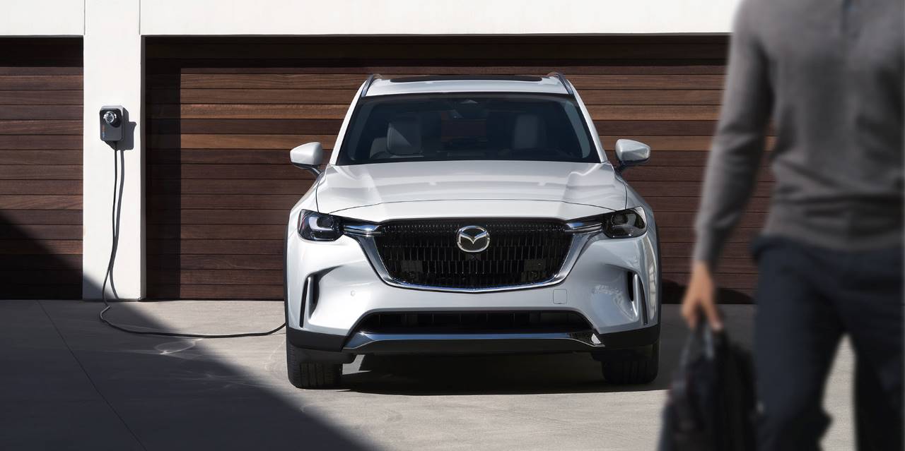 2025 Mazda CX-90 PHEV charging while plugged into a wall