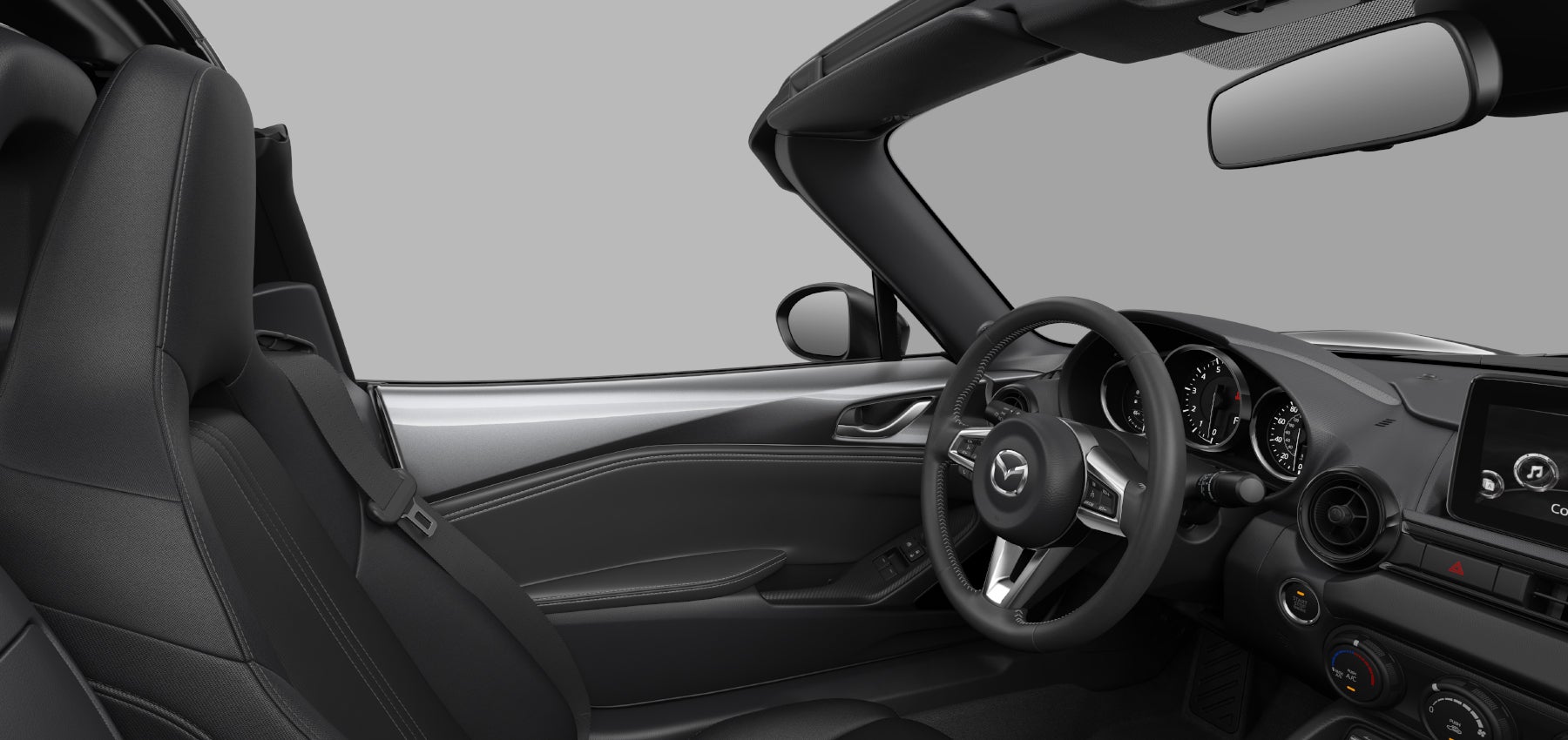 2022 Mazda MX5 Miata RF Club Interior Black Cloth with Light Gray Stitching | Jim Shorkey Mazda in Gainesville GA