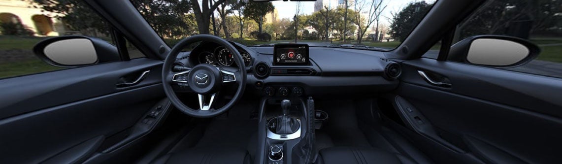 2022 Mazda MX5 Miata RF Club Interior Black Cloth with Light Gray Stitching | Jim Shorkey Mazda in Gainesville GA
